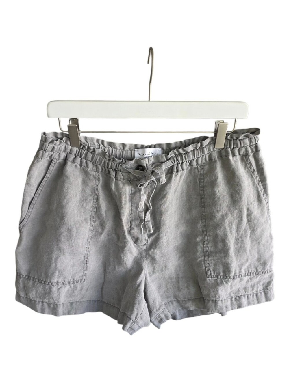 Michael Stars Linen Short Light Gray High-Waist Summer Classic Vacation Coastal